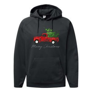 Wagon Christmas Tree On Car Xmas Vacation Performance Fleece Hoodie