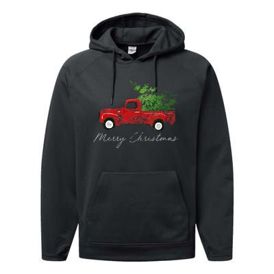 Wagon Christmas Tree On Car Xmas Vacation Performance Fleece Hoodie