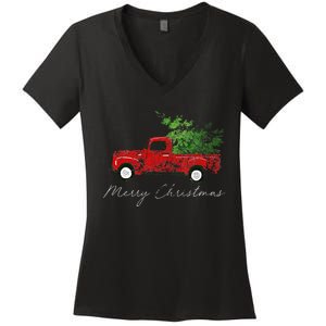 Wagon Christmas Tree On Car Xmas Vacation Women's V-Neck T-Shirt