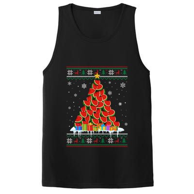Watermelon Christmas Tree Funny Ugly Christmas Sweater PosiCharge Competitor Tank