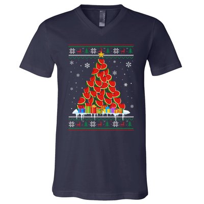 Watermelon Christmas Tree Funny Ugly Christmas Sweater V-Neck T-Shirt