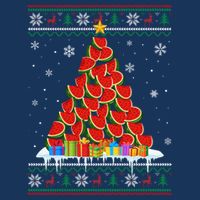 Watermelon Christmas Tree Funny Ugly Christmas Sweater 16 in Basic Backpack