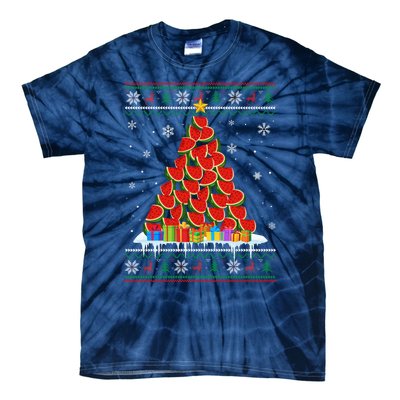 Watermelon Christmas Tree Funny Ugly Christmas Sweater Tie-Dye T-Shirt