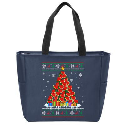 Watermelon Christmas Tree Funny Ugly Christmas Sweater Zip Tote Bag