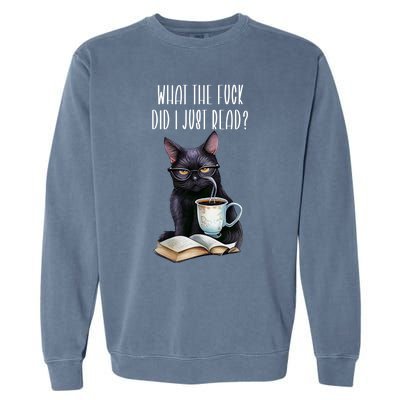 What Cat The Fuck Did I Just Read Meaningful Gift Coffee Cats And Books Gift Garment-Dyed Sweatshirt