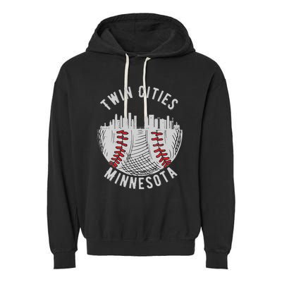 Womens Cool Twin Cities Minnesota MN Baseball Skyline St. Paul MPLS Garment-Dyed Fleece Hoodie