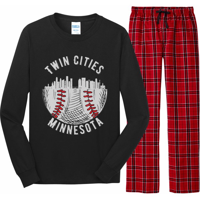 Womens Cool Twin Cities Minnesota MN Baseball Skyline St. Paul MPLS Long Sleeve Pajama Set