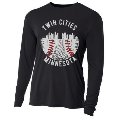 Womens Cool Twin Cities Minnesota MN Baseball Skyline St. Paul MPLS Cooling Performance Long Sleeve Crew