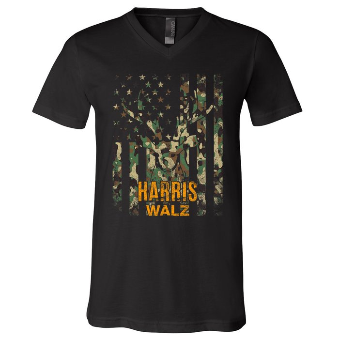 Walz Camo Tim Walz Camo Harris Walz 2024 Tim Waltz Camo V-Neck T-Shirt