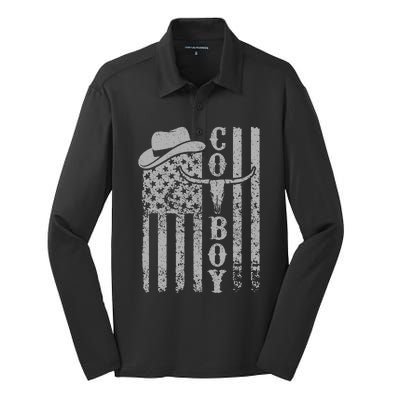 Western Country Teen Rodeo Southern Retro Cow Silk Touch Performance Long Sleeve Polo