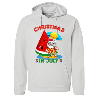 Watermelon Christmas Tree Christmas In July Summer Vacation Performance Fleece Hoodie