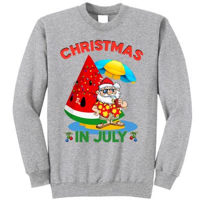 Watermelon Christmas Tree Christmas In July Summer Vacation Tall Sweatshirt