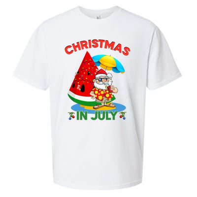 Watermelon Christmas Tree Christmas In July Summer Vacation Sueded Cloud Jersey T-Shirt