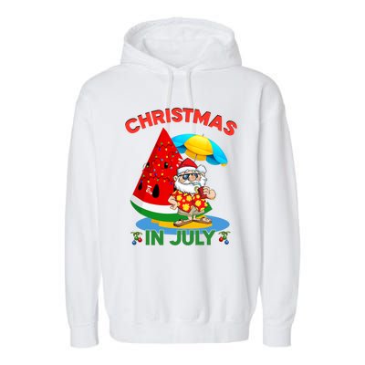 Watermelon Christmas Tree Christmas In July Summer Vacation Garment-Dyed Fleece Hoodie