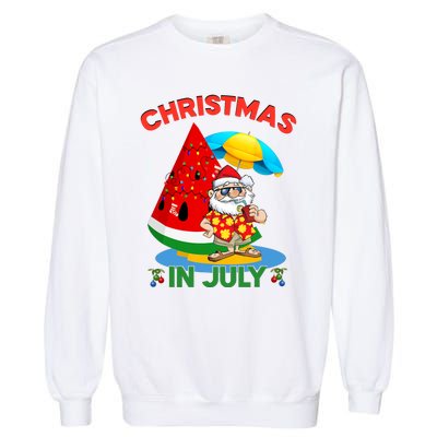 Watermelon Christmas Tree Christmas In July Summer Vacation Garment-Dyed Sweatshirt