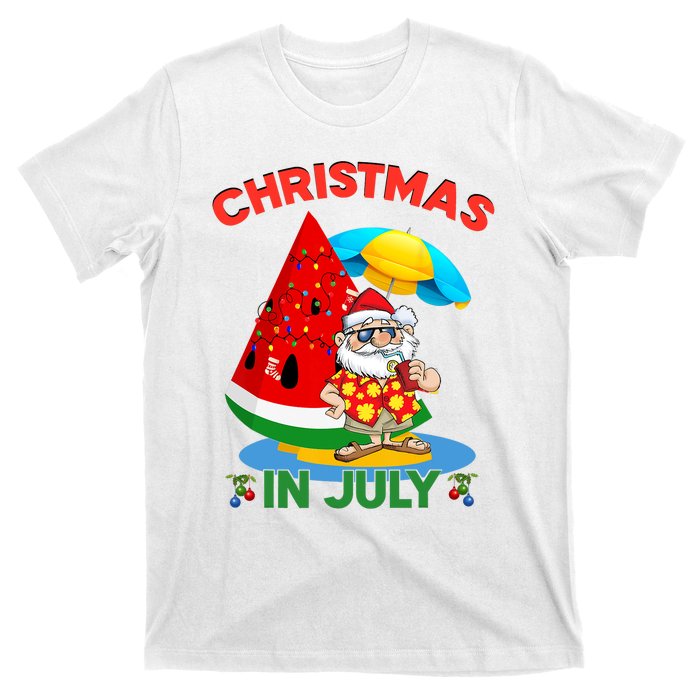 Watermelon Christmas Tree Christmas In July Summer Vacation T-Shirt