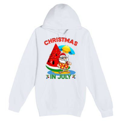 Watermelon Christmas Tree Christmas In July Summer Vacation Premium Pullover Hoodie