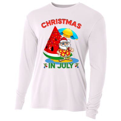 Watermelon Christmas Tree Christmas In July Summer Vacation Cooling Performance Long Sleeve Crew