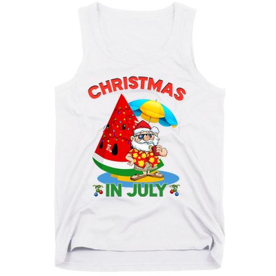 Watermelon Christmas Tree Christmas In July Summer Vacation Tank Top