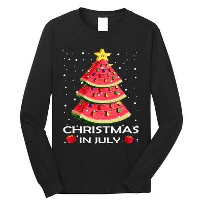 Watermelon Christmas Tree Christmas In July Summer Watermelon Long Sleeve Shirt