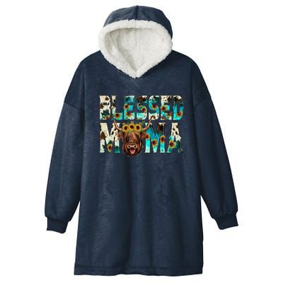 Western Cowhide Turquoise Scottish Highland Hairy Cow Lover Meaningful Gift Hooded Wearable Blanket