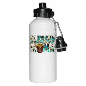 Western Cowhide Turquoise Scottish Highland Hairy Cow Lover Meaningful Gift Aluminum Water Bottle