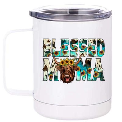 Western Cowhide Turquoise Scottish Highland Hairy Cow Lover Meaningful Gift 12 oz Stainless Steel Tumbler Cup