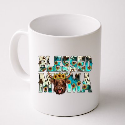 Western Cowhide Turquoise Scottish Highland Hairy Cow Lover Meaningful Gift Coffee Mug