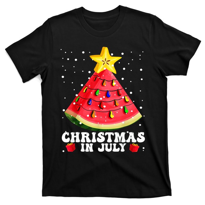 Watermelon Christmas Tree Christmas In July Gift Design T-Shirt