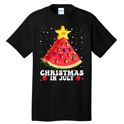 Watermelon Christmas Tree Christmas In July Gift Design Tall T-Shirt