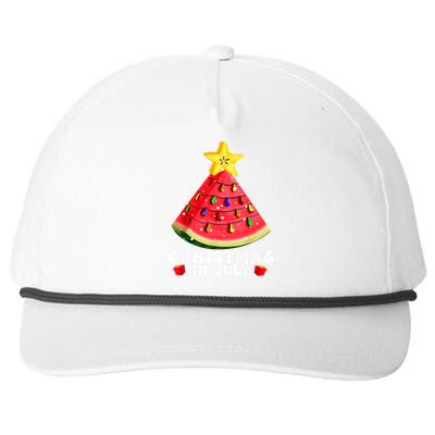 Watermelon Christmas Tree Christmas In July Gift Design Snapback Five-Panel Rope Hat