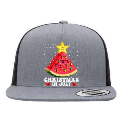 Watermelon Christmas Tree Christmas In July Gift Design Flat Bill Trucker Hat