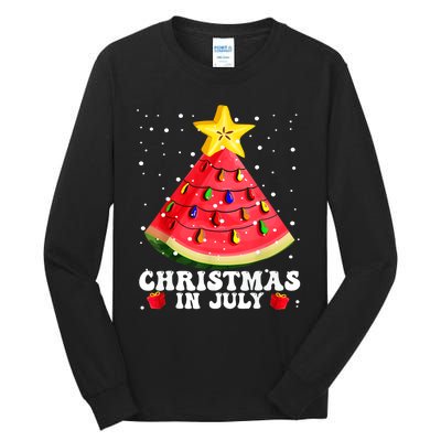 Watermelon Christmas Tree Christmas In July Gift Design Tall Long Sleeve T-Shirt