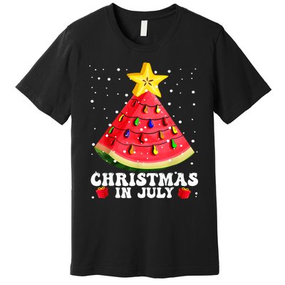 Watermelon Christmas Tree Christmas In July Gift Design Premium T-Shirt