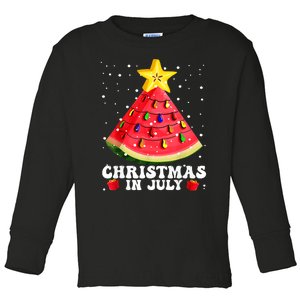 Watermelon Christmas Tree Christmas In July Gift Design Toddler Long Sleeve Shirt