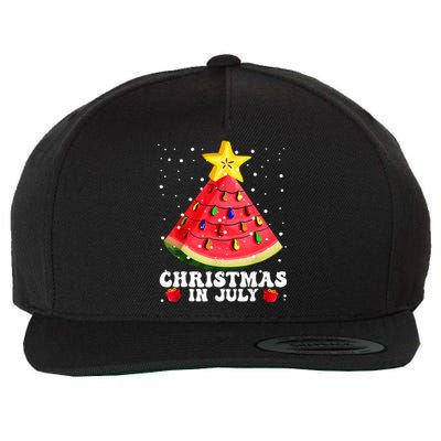 Watermelon Christmas Tree Christmas In July Gift Design Wool Snapback Cap