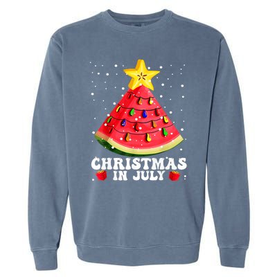 Watermelon Christmas Tree Christmas In July Gift Design Garment-Dyed Sweatshirt