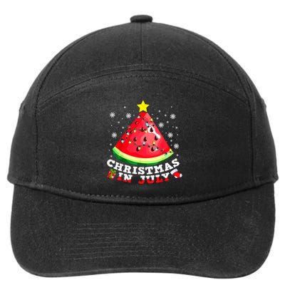Watermelon Christmas Tree Christmas In July Summer Vacation 7-Panel Snapback Hat