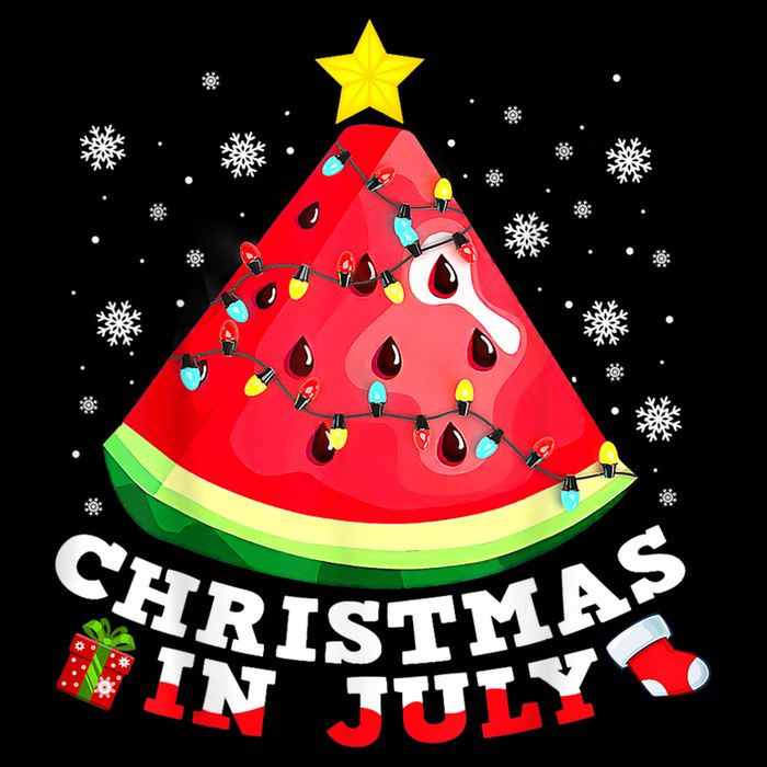 Watermelon Christmas Tree Christmas In July Summer Vacation 7-Panel Snapback Hat