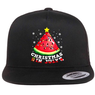 Watermelon Christmas Tree Christmas In July Summer Vacation Flatbill Hat
