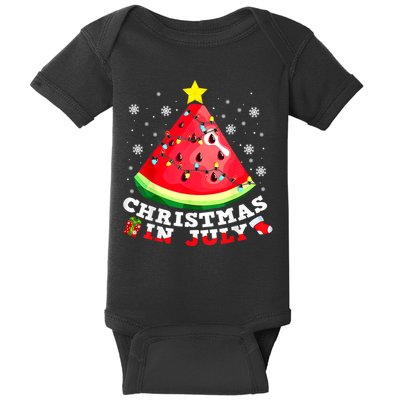 Watermelon Christmas Tree Christmas In July Summer Vacation Baby Bodysuit