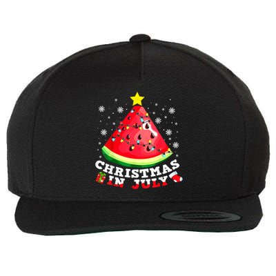 Watermelon Christmas Tree Christmas In July Summer Vacation Wool Snapback Cap