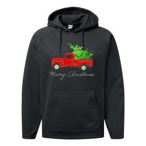 Wagon Christmas Tree On Car Xmas Vacation Performance Fleece Hoodie