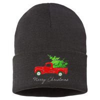 Wagon Christmas Tree On Car Xmas Vacation Sustainable Knit Beanie