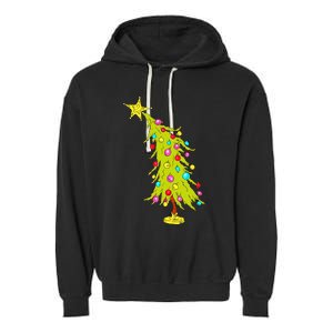 Whimsical Christmas Tree Trendy Christmas Tree Garment-Dyed Fleece Hoodie