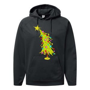 Whimsical Christmas Tree Trendy Christmas Tree Performance Fleece Hoodie