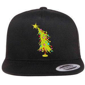 Whimsical Christmas Tree Trendy Christmas Tree Flat Bill Trucker Hat