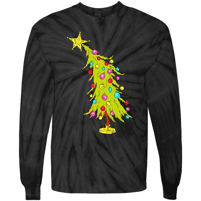 Whimsical Christmas Tree Trendy Christmas Tree Tie-Dye Long Sleeve Shirt