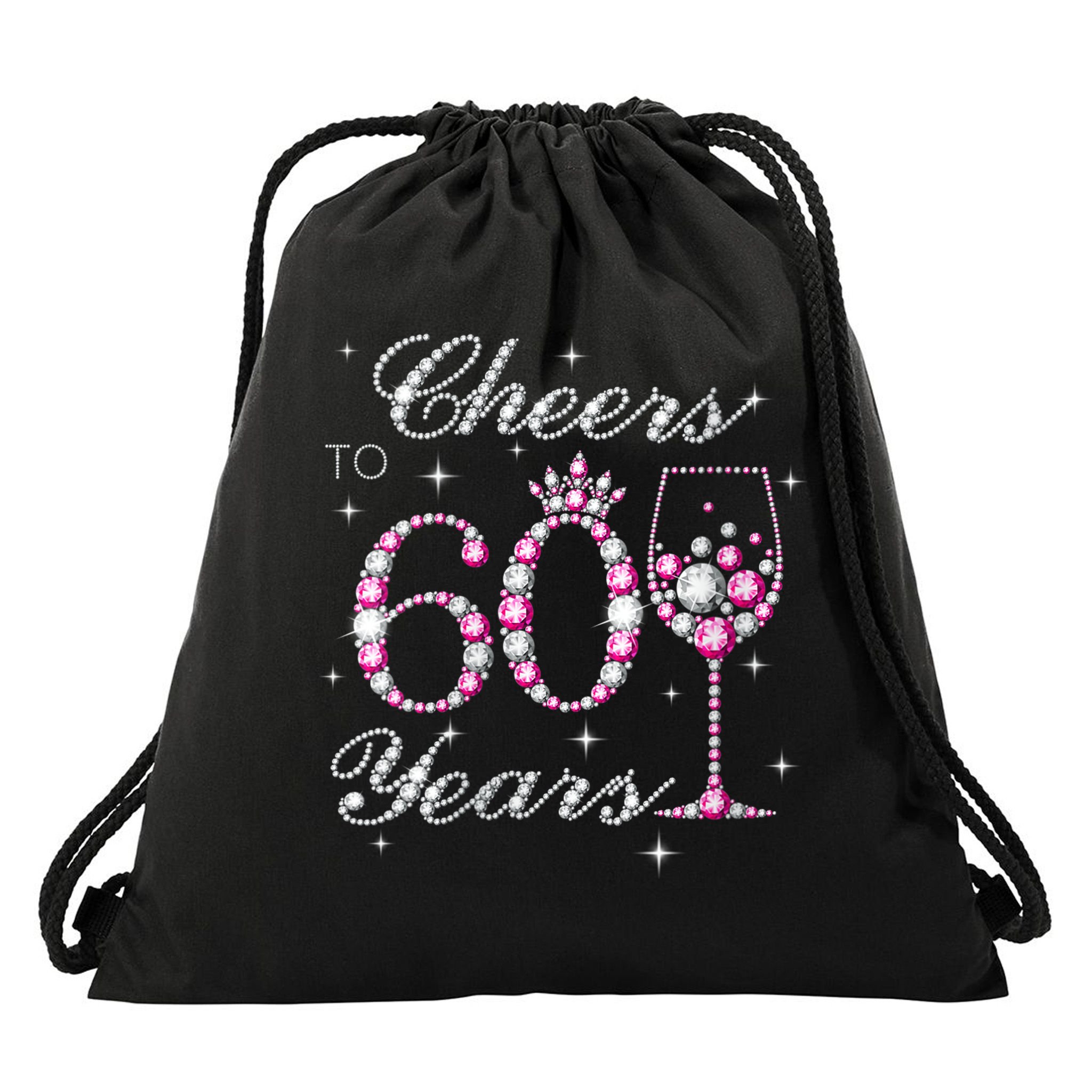 WoM.e.ns Cheers to 60 Years 60th Birthday Party 60 Years Old V-Neck Drawstring Bag
