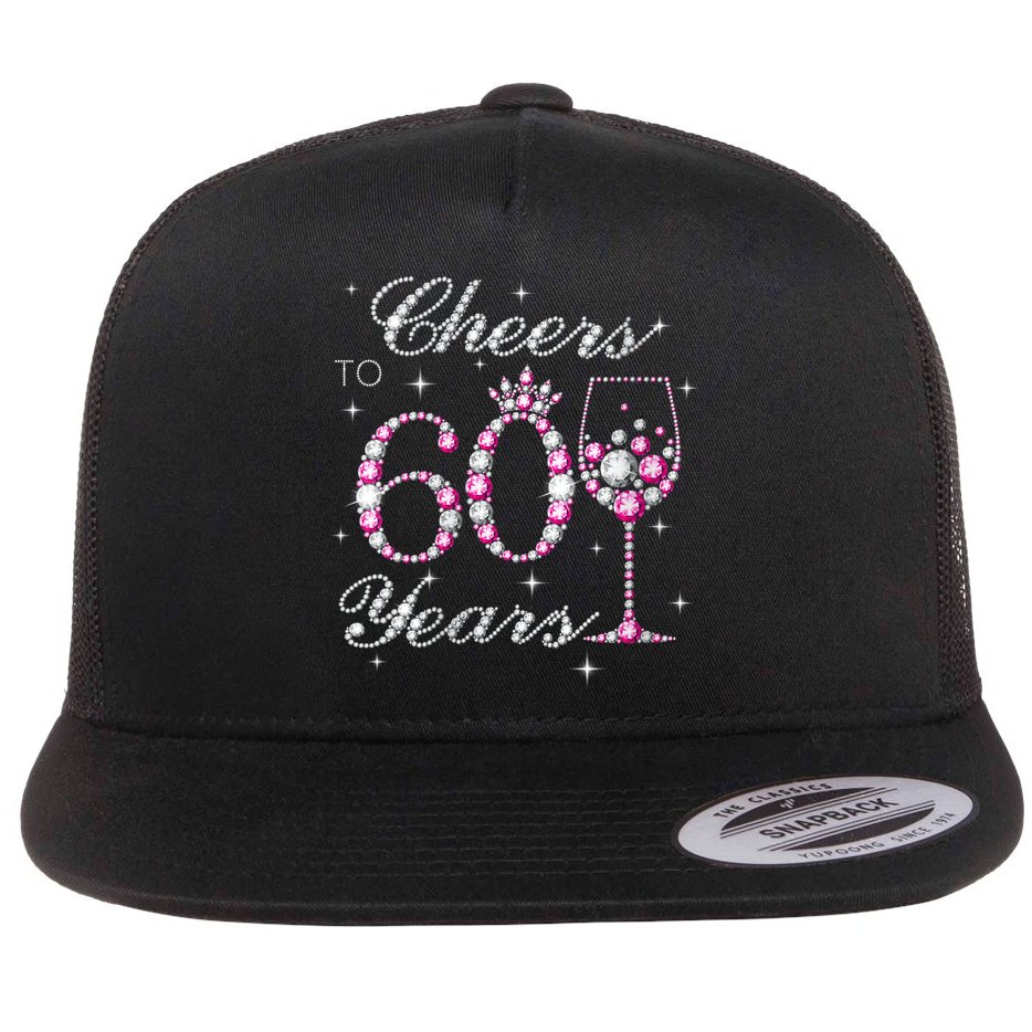 WoM.e.ns Cheers to 60 Years 60th Birthday Party 60 Years Old V-Neck Flat Bill Trucker Hat
